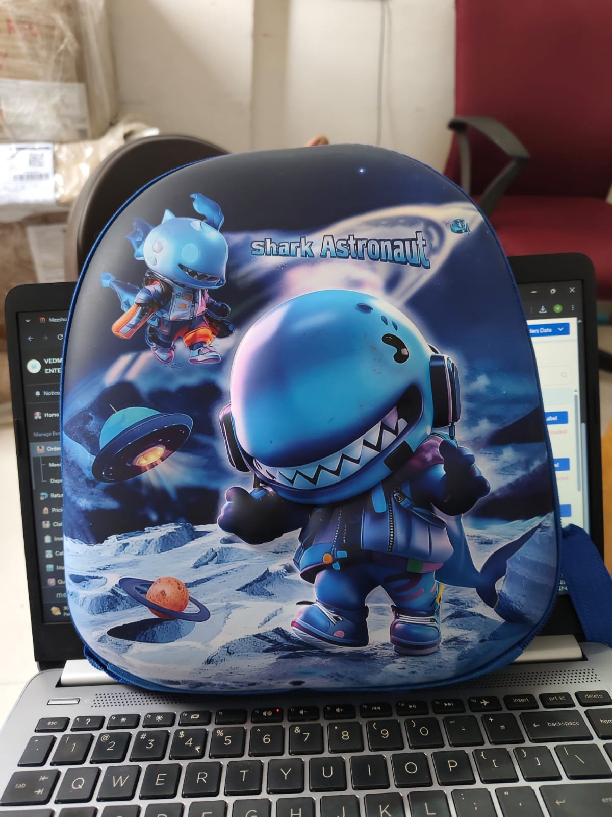 Shark Astronaut Kids Backpack — back